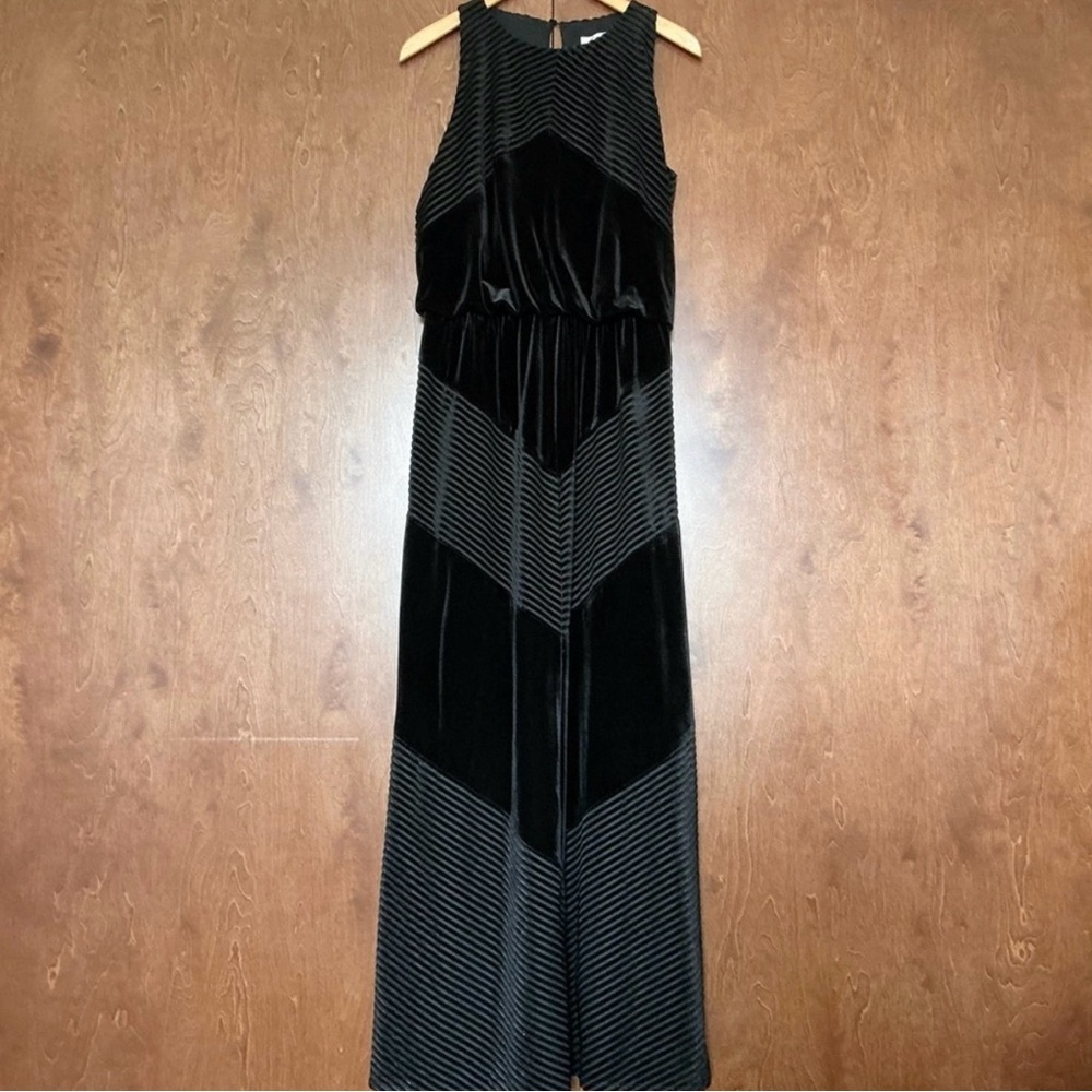 London Times Black Velvet Maxi Dress